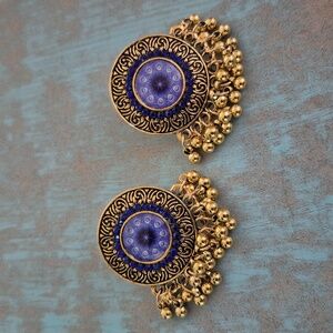 Elegant Gold and Blue Earrings